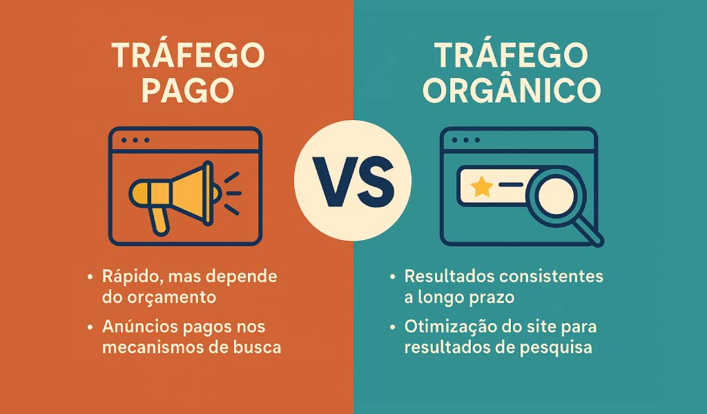 Comparativo tráfego pago e tráfego organico - Consultoria de SEO em Brasília
