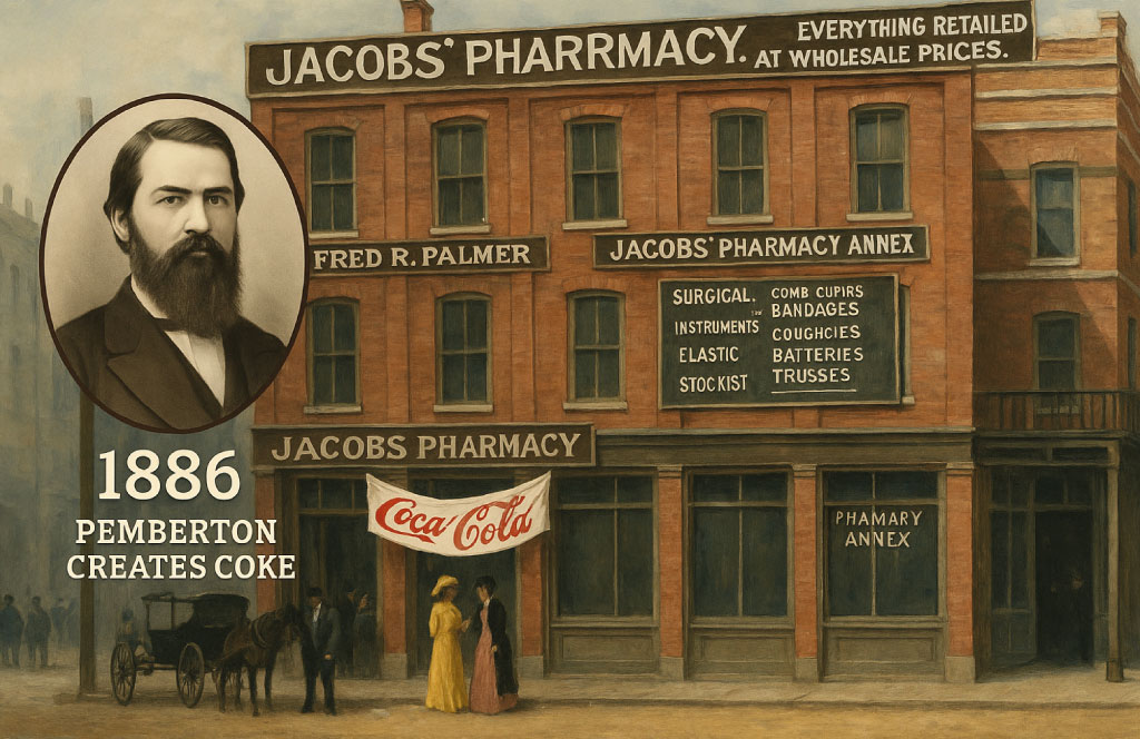 Fachada coca-cola 1886 Jacob's Pharmacy