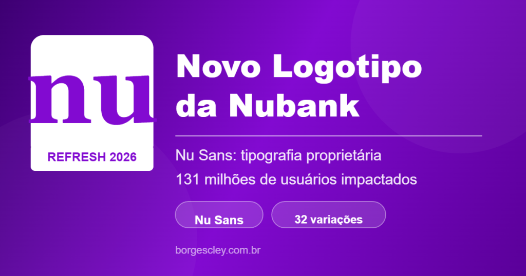 Novo logotipo da Nubank 2026 com tipografia Nu Sans